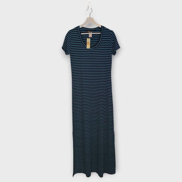 Tommy Bahama Dress Women Small Blue Striped Jersey T Shirt Casual Nautical Maxi - Picture 1 of 6